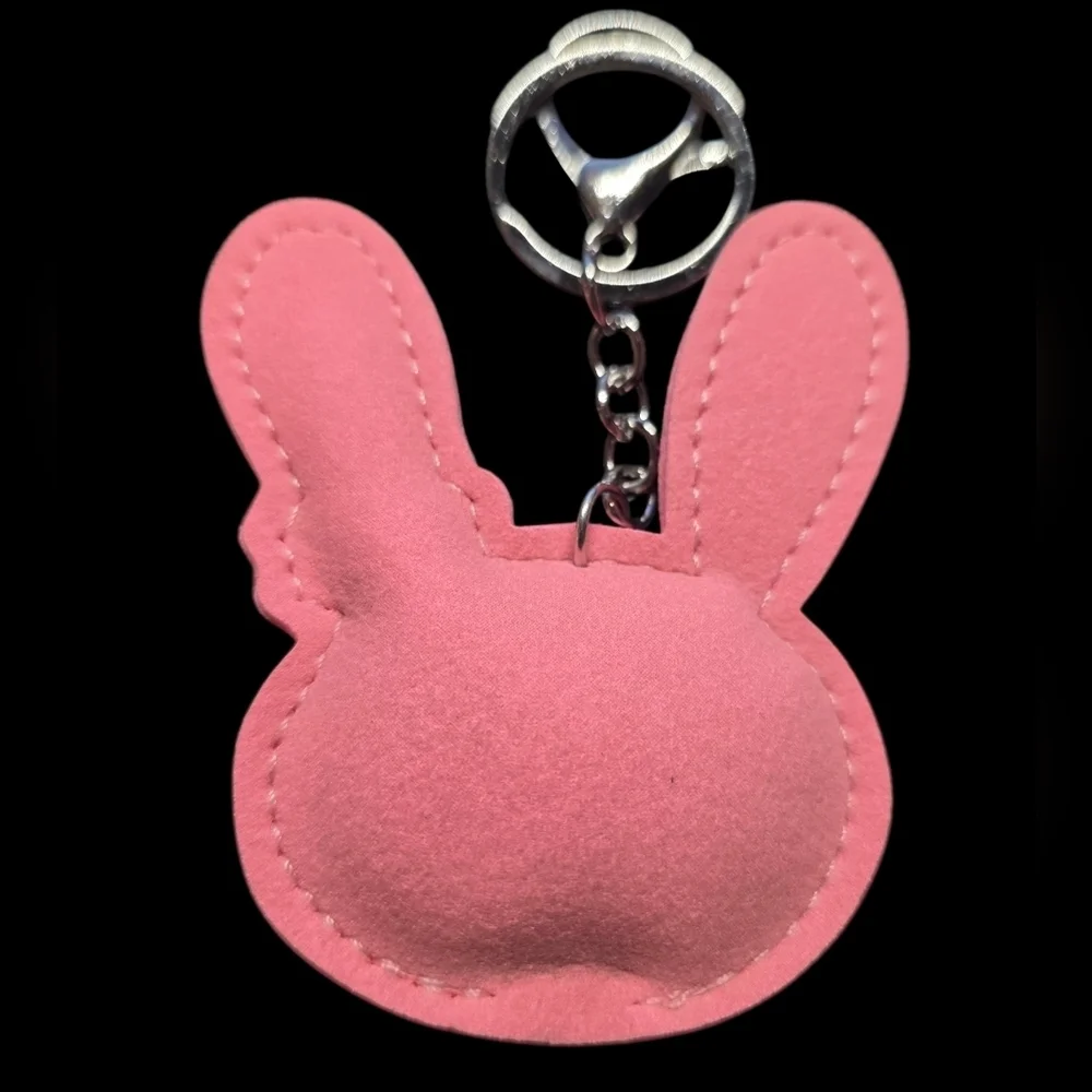 Pink Rhinestone Bunny Nag Charm Keychain